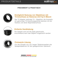 Walimex pro T2 Adapter Fuji X 60x60x40mm Adapterring Anschlussring Foto Studio