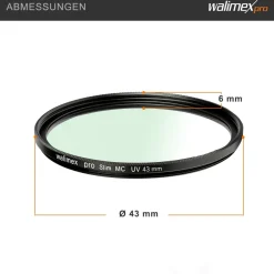 Walimex pro UV-Filter slim MC 43mm Mehrschichtvergütung Metallfassung Schutz