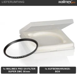Walimex pro UV-Filter Slim Super DMC 58mm 16x Super DMC Vergütung mit Box