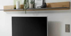 Wandboard Wandregal Bücherregal Paneel mit Ablage grau Eiche Wotan 170 cm Center