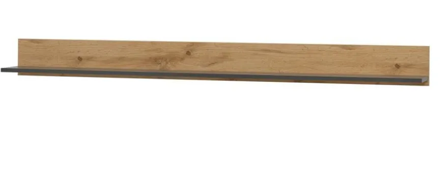 Wandboard Wandregal Bücherregal Paneel mit Ablage grau Eiche Wotan 170 cm Center