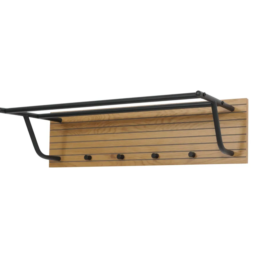 Wandgarderobe HWC-N78, 2 Stangen 4 Haken skandinavischer Stil Metall Holz Melamin MVG