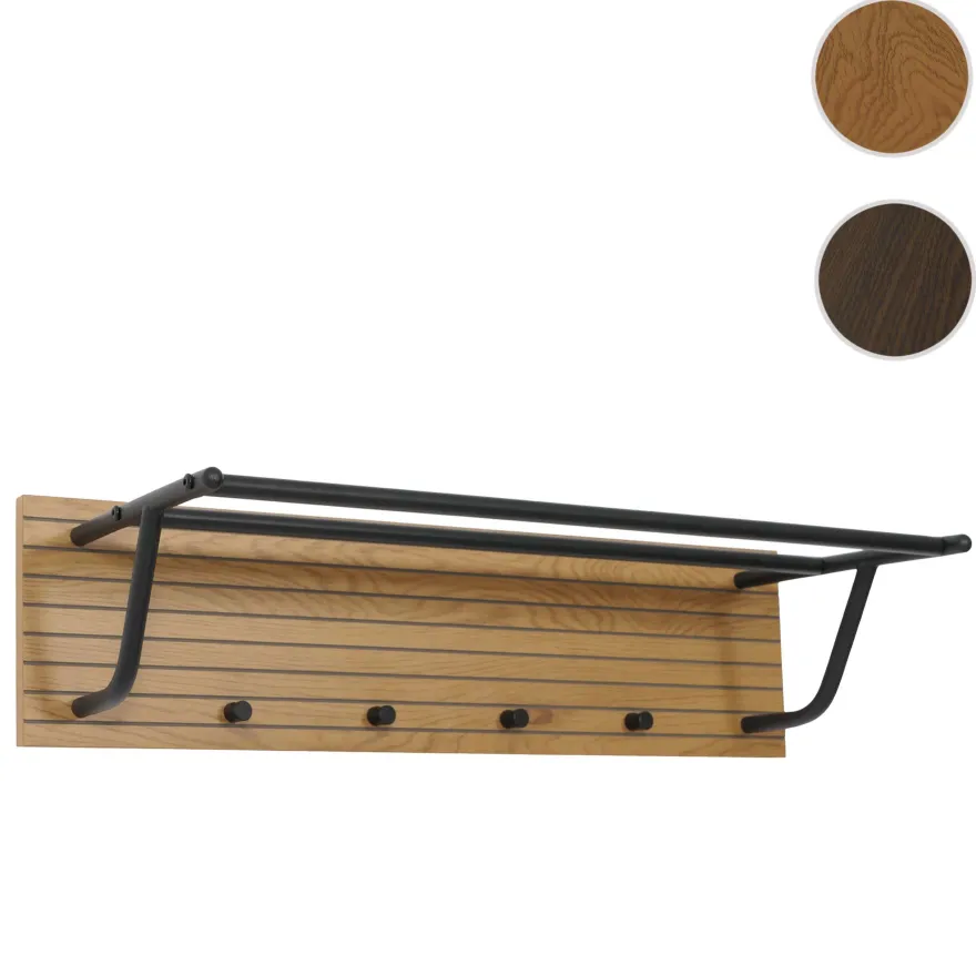 Wandgarderobe HWC-N78, 2 Stangen 4 Haken skandinavischer Stil Metall Holz Melamin MVG