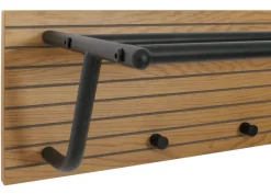 Wandgarderobe HWC-N78, 2 Stangen 4 Haken skandinavischer Stil Metall Holz Melamin MVG