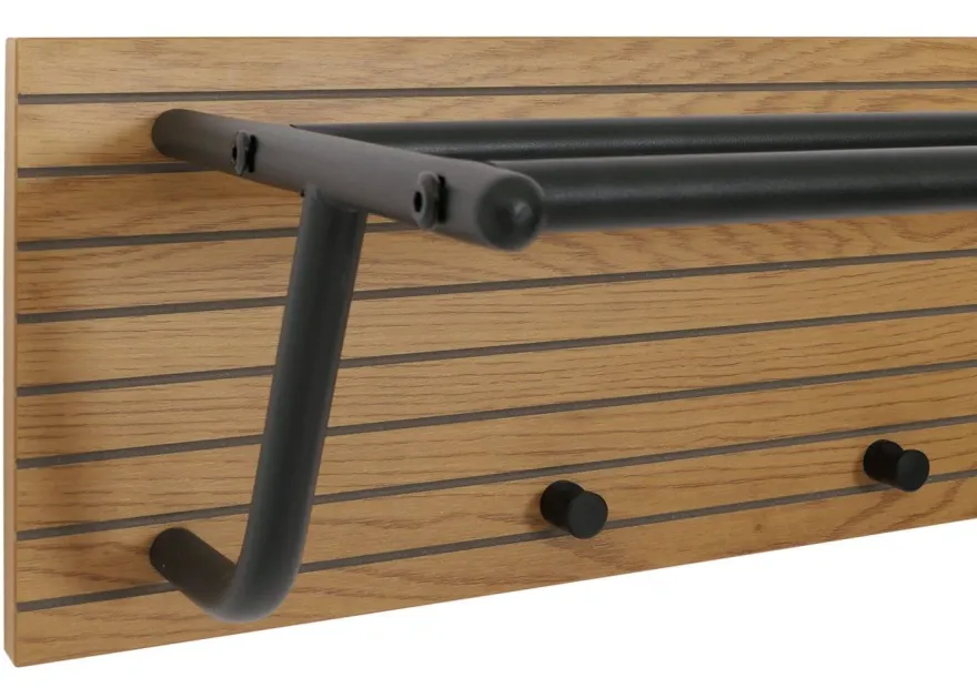 Wandgarderobe HWC-N78, 2 Stangen 4 Haken skandinavischer Stil Metall Holz Melamin MVG