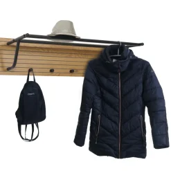 Wandgarderobe HWC-N78, 2 Stangen 4 Haken skandinavischer Stil Metall Holz Melamin MVG