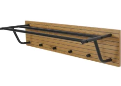 Wandgarderobe HWC-N78, 2 Stangen 4 Haken skandinavischer Stil Metall Holz Melamin MVG