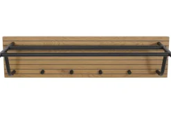 Wandgarderobe HWC-N78, 2 Stangen 4 Haken skandinavischer Stil Metall Holz Melamin MVG