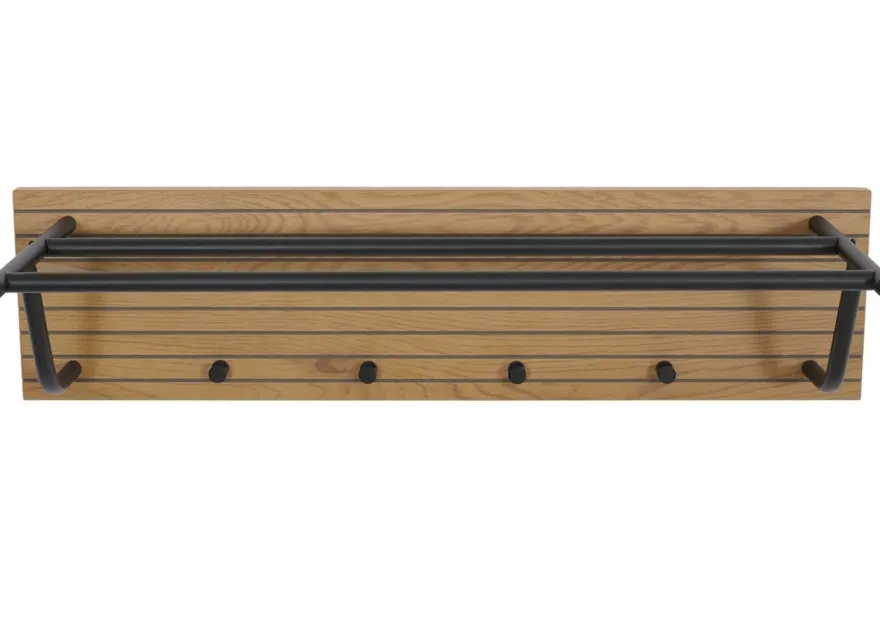 Wandgarderobe HWC-N78, 2 Stangen 4 Haken skandinavischer Stil Metall Holz Melamin MVG