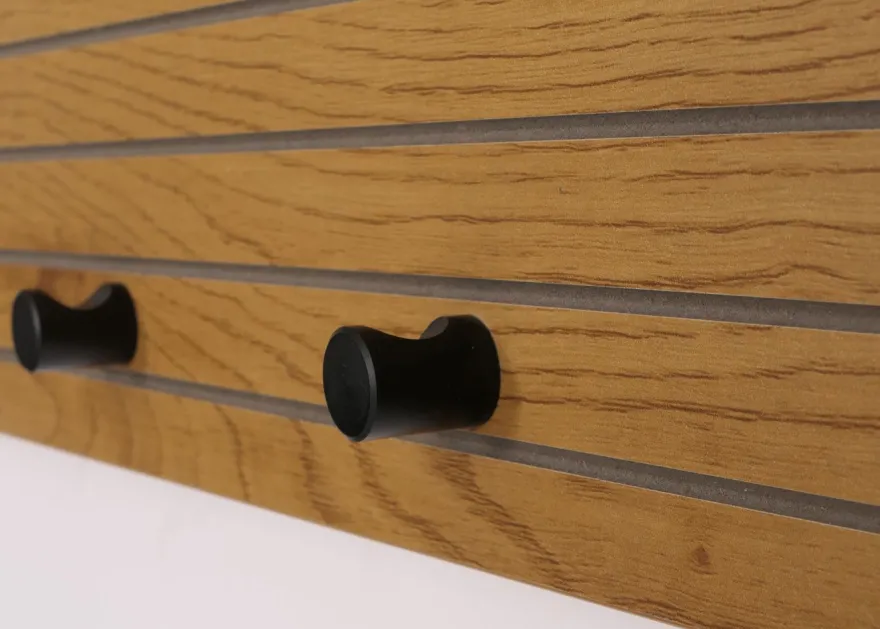 Wandgarderobe HWC-N78, 2 Stangen 4 Haken skandinavischer Stil Metall Holz Melamin MVG