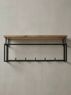 Wandgarderobe Mango Massivholz Metall Modern 71x29x20cm mit Ablage und Kleiderstange