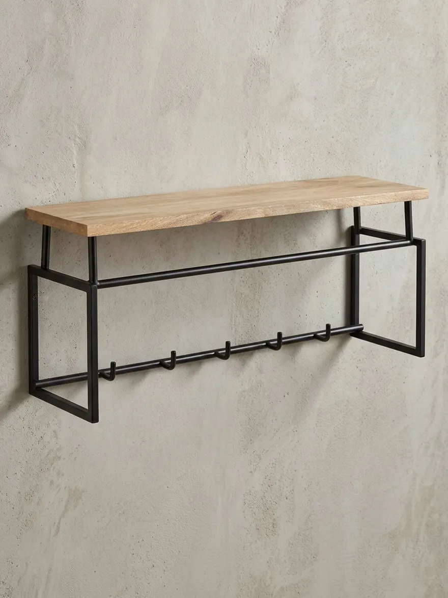 Wandgarderobe Mango Massivholz Metall Modern für Eingangsbereich