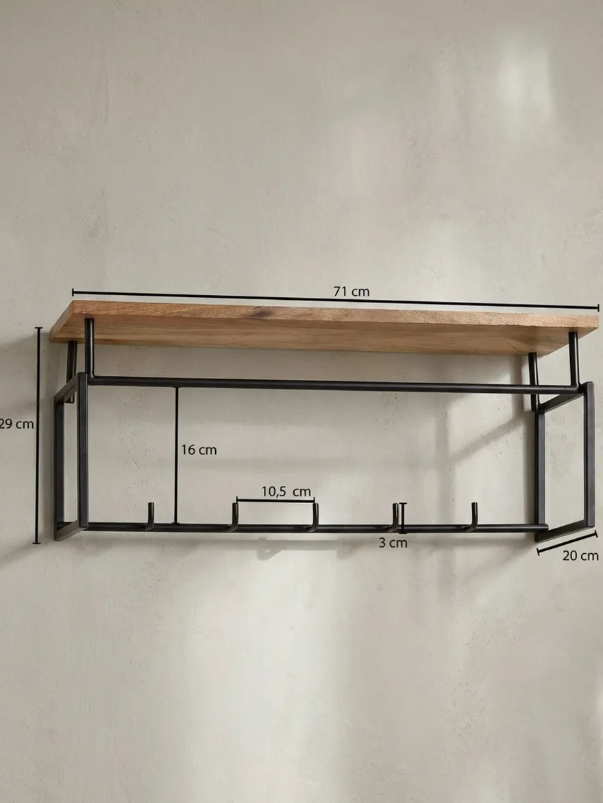 Wandgarderobe Mango Massivholz Metall Modern für Eingangsbereich