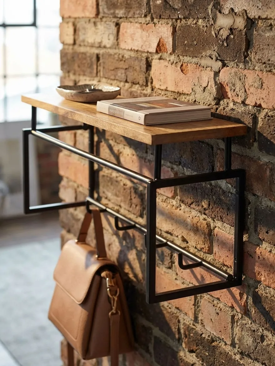 Wandgarderobe Mango Massivholz Metall Modern für Eingangsbereich