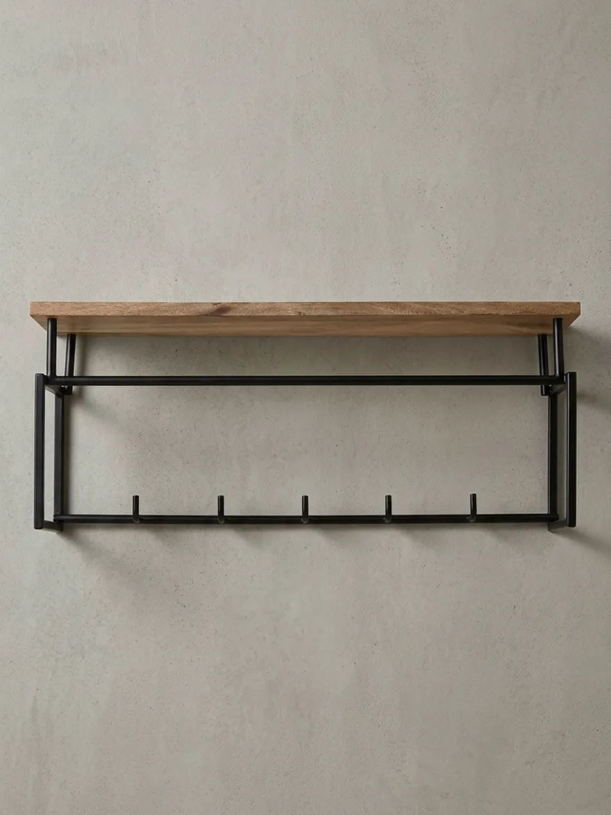 Wandgarderobe Mango Massivholz Metall Modern für Eingangsbereich