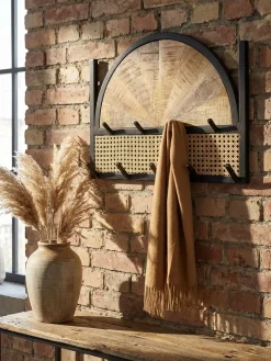 Wandgarderobe Mango Massivholz Rattan Metall Modern