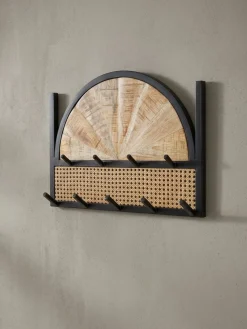 Wandgarderobe Mango Massivholz Rattan Metall Modern