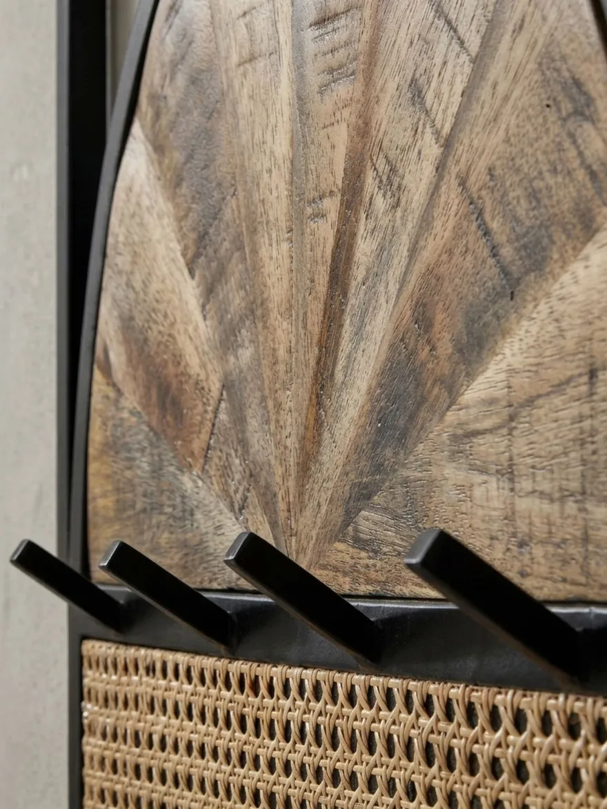 Wandgarderobe Mango Massivholz Rattan Metall Modern