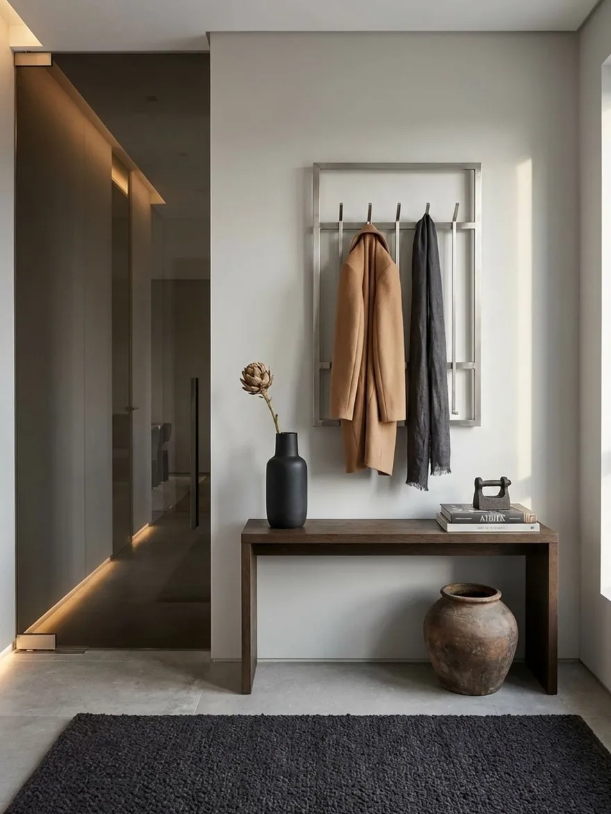 Wandgarderobe Metall Silber Modern 60x100x7,5cm Hakenleiste Wandpaneel