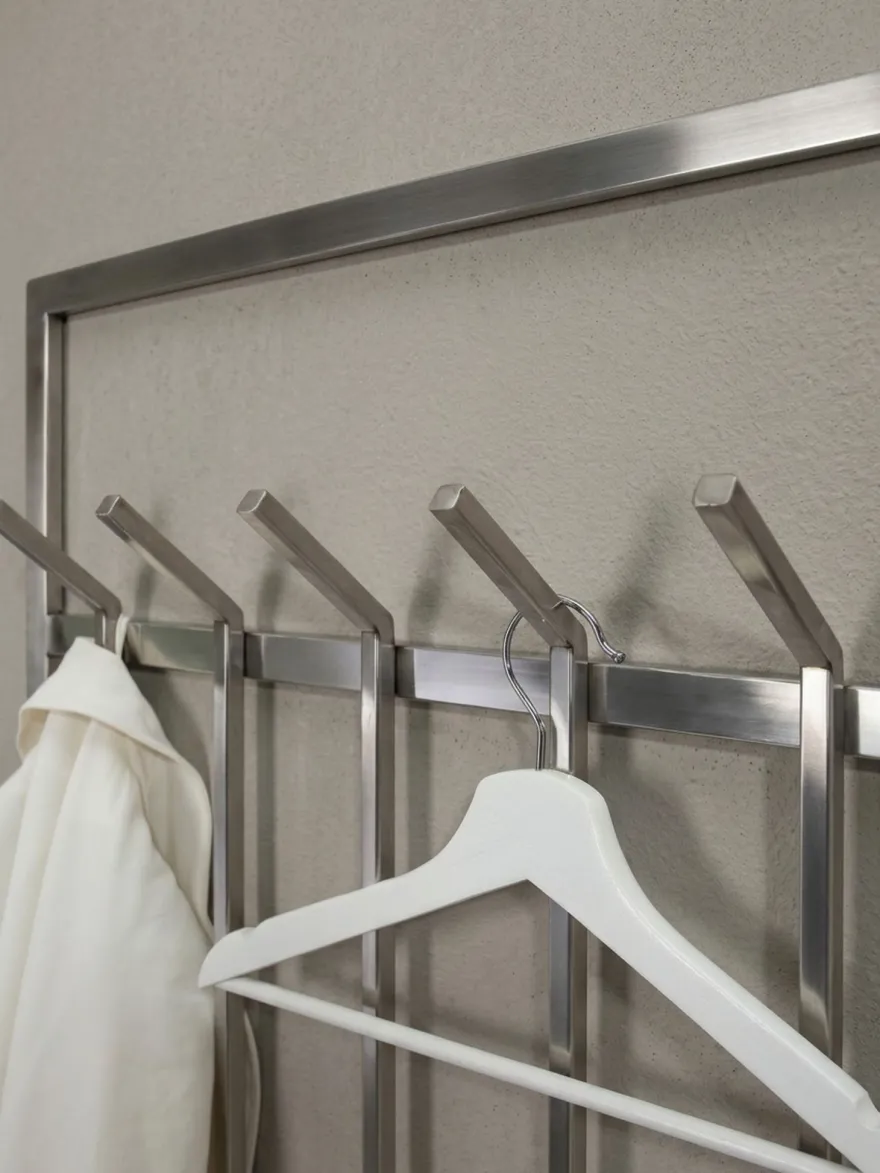 Wandgarderobe Metall Silber Modern 60x100x7,5cm Hakenleiste Wandpaneel