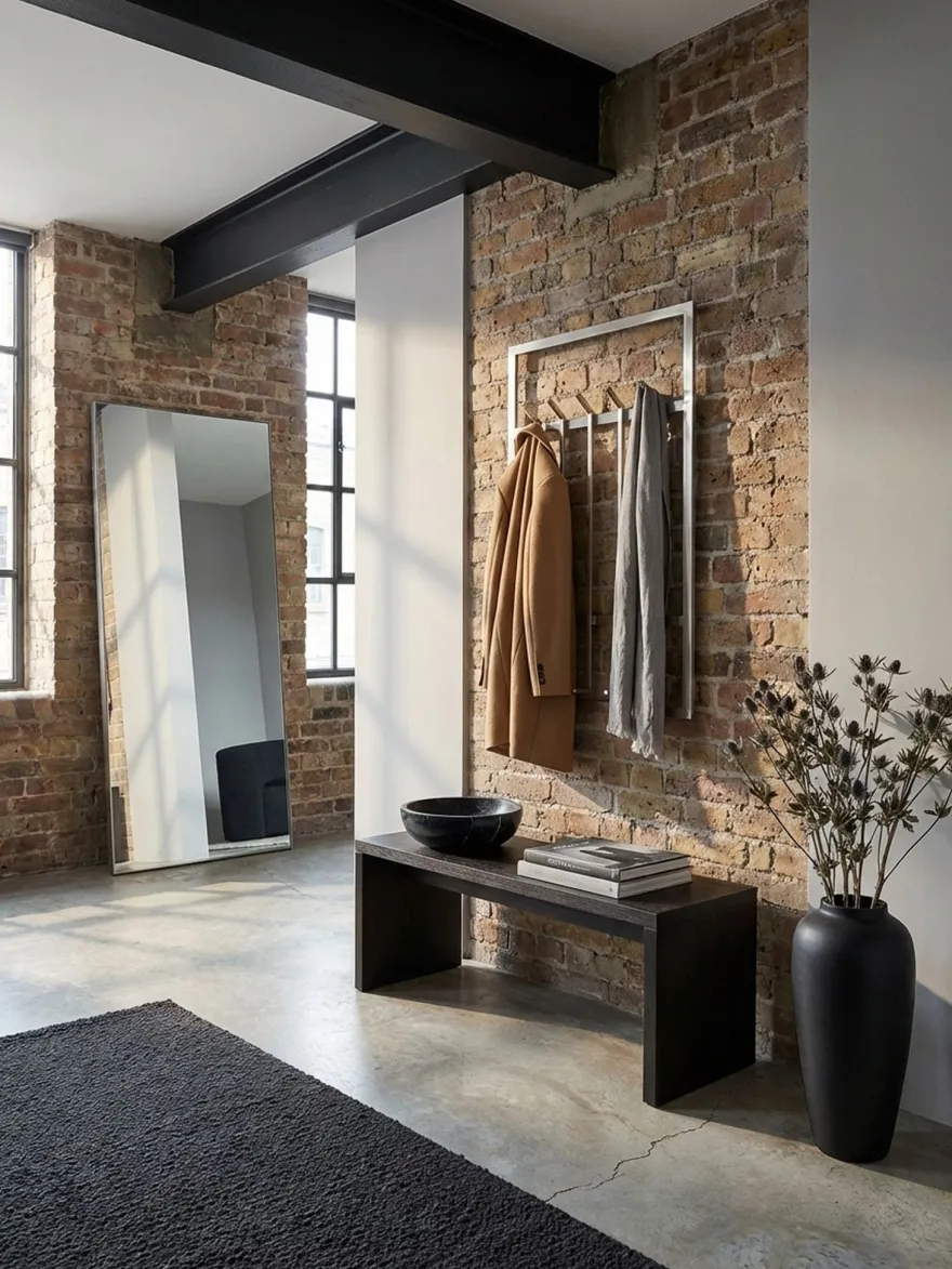 Wandgarderobe Metall Silber Modern 60x100x7,5cm Hakenleiste Wandpaneel