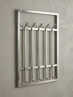 Wandgarderobe Metall Silber Modern 60x100x7,5cm Hakenleiste Wandpaneel