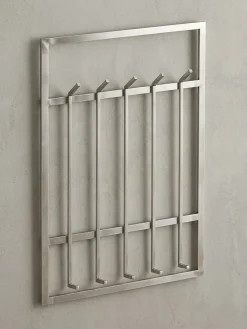 Wandgarderobe Metall Silber Modern 60x100x7,5cm Hakenleiste Wandpaneel