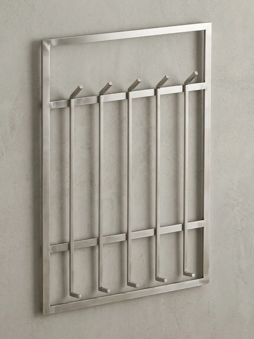 Wandgarderobe Metall Silber Modern 60x100x7,5cm Hakenleiste Wandpaneel