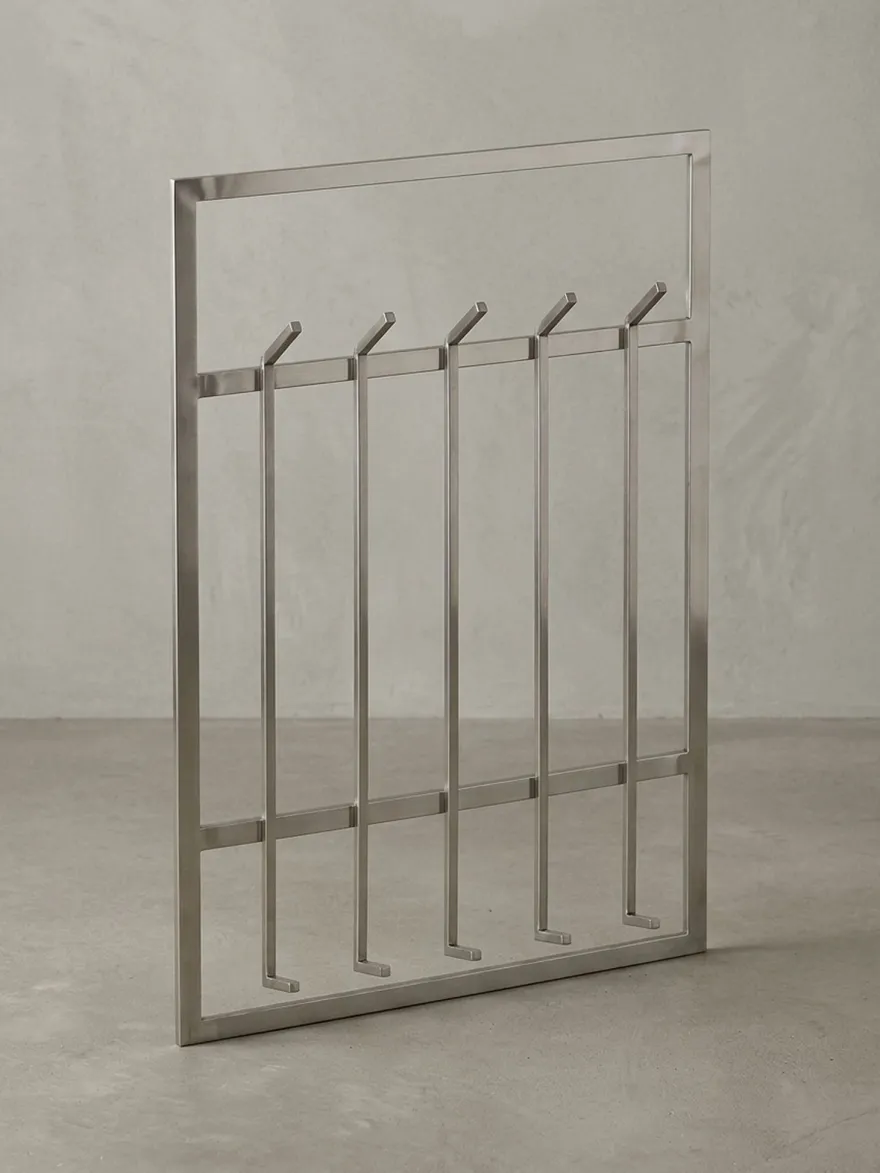 Wandgarderobe Metall Silber Modern 60x100x7,5cm Hakenleiste Wandpaneel