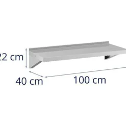 Wandhängendes Küchenregal aus Stahl, bis 80 kg, 100 x 40 cm