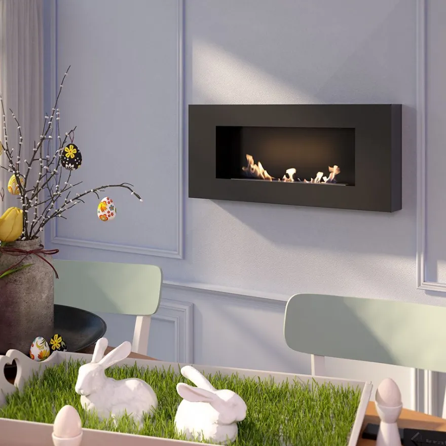 Wandkamin Bioethanol DELTA FLAT TÜV schwarz