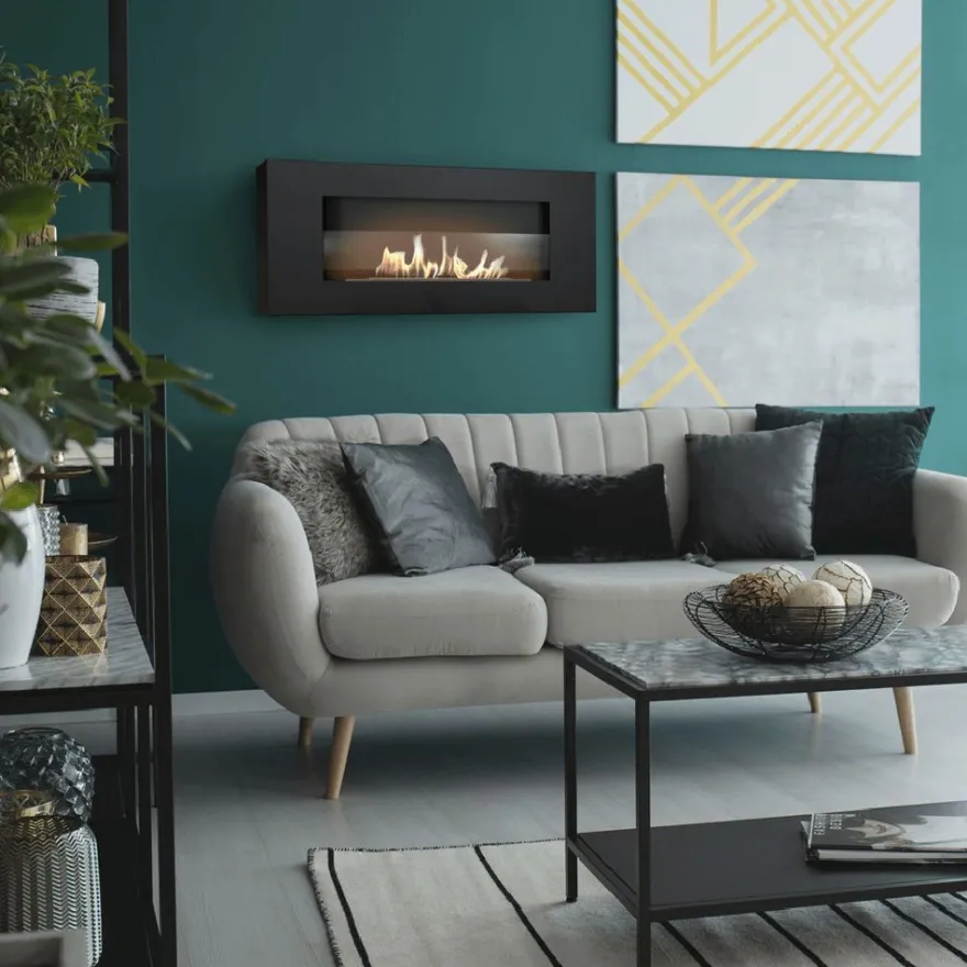 Wandkamin Bioethanol DELTA FLAT TÜV schwarz