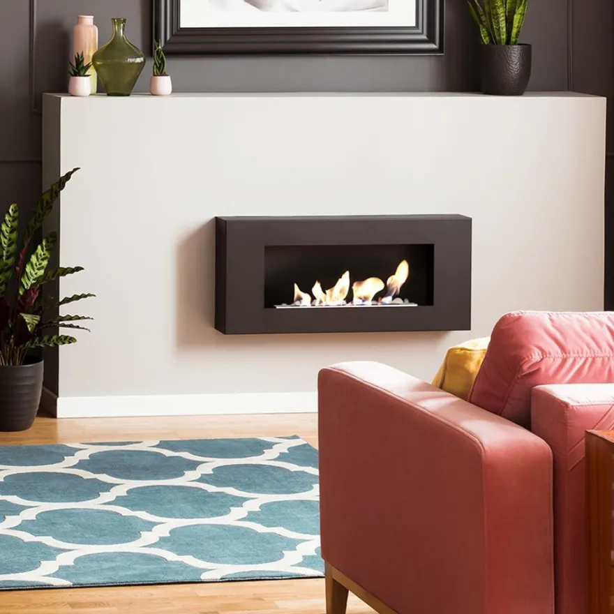 Wandkamin Bioethanol DELTA FLAT TÜV schwarz