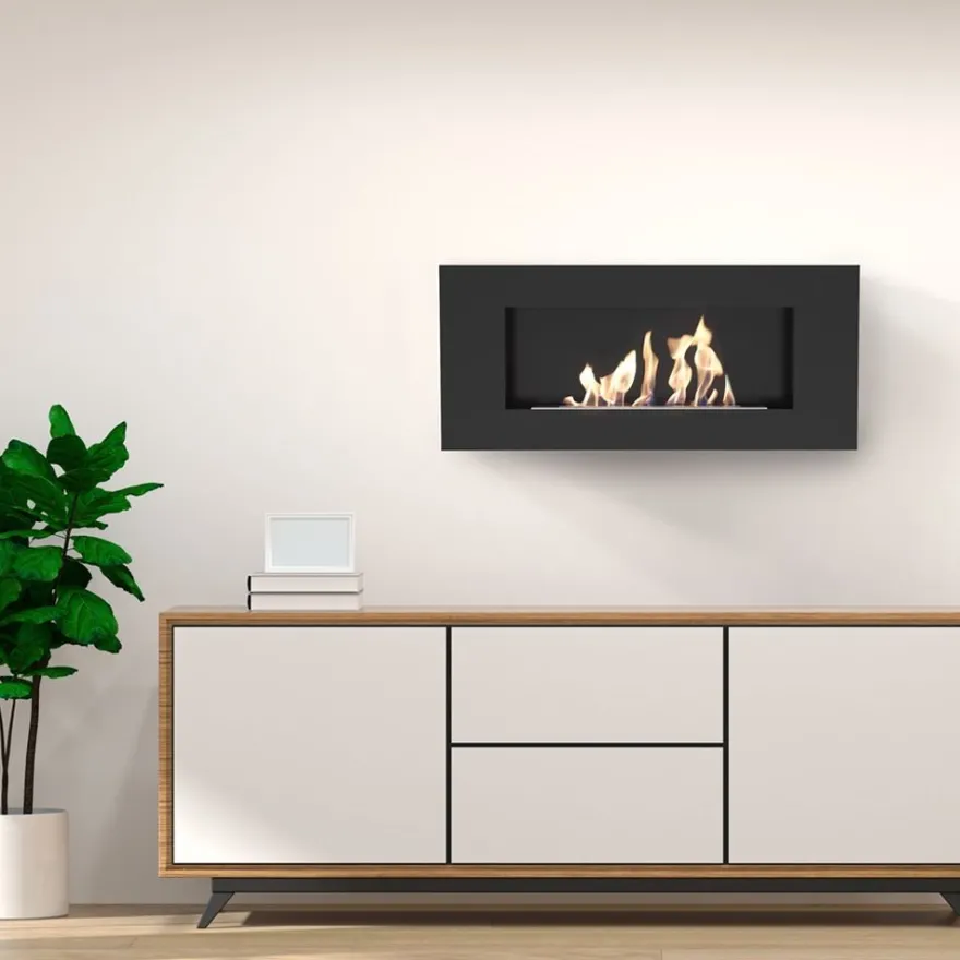 Wandkamin Bioethanol DELTA FLAT TÜV schwarz