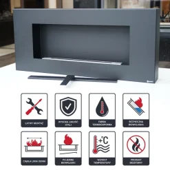 Wandkamin Bioethanol DELTA FLAT TÜV schwarz