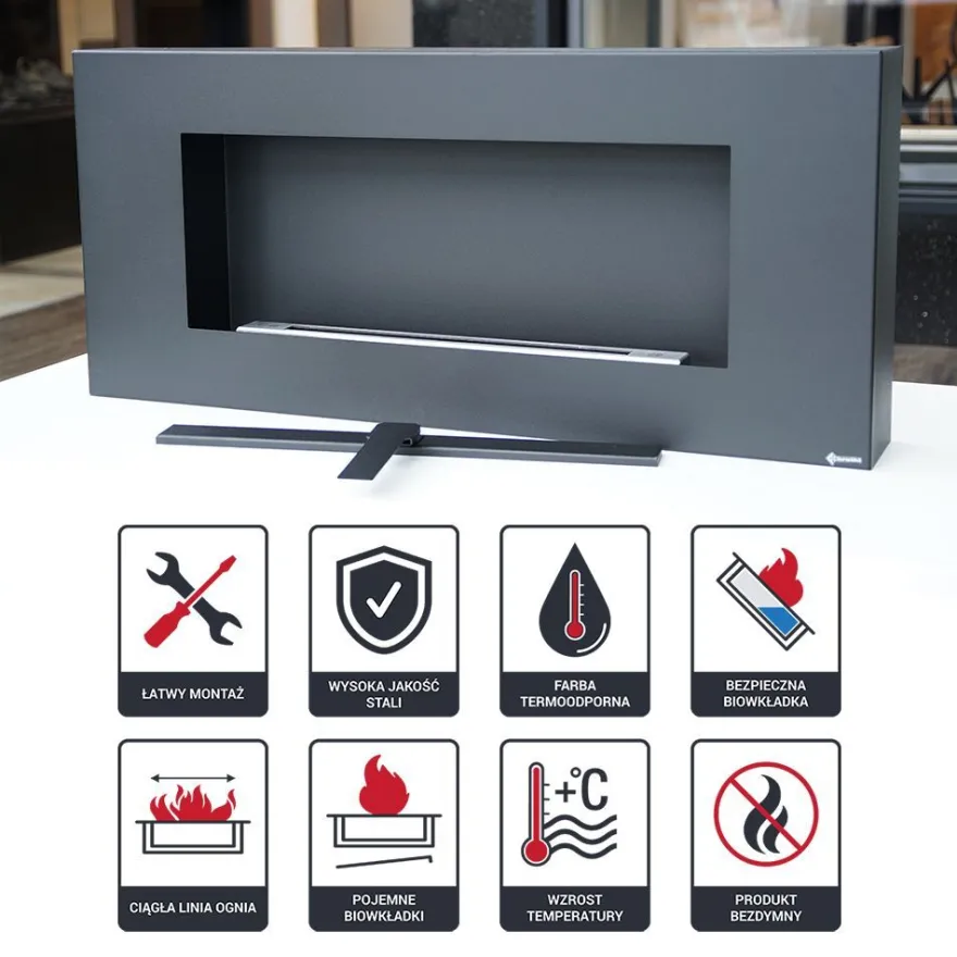 Wandkamin Bioethanol DELTA FLAT TÜV schwarz