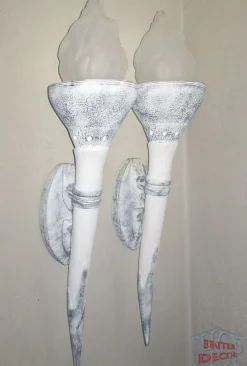 Wandlampe Wandfackel Ägyptische Fackel Wandleuchte Set 2 x Lampe Kunstharz 75 cm