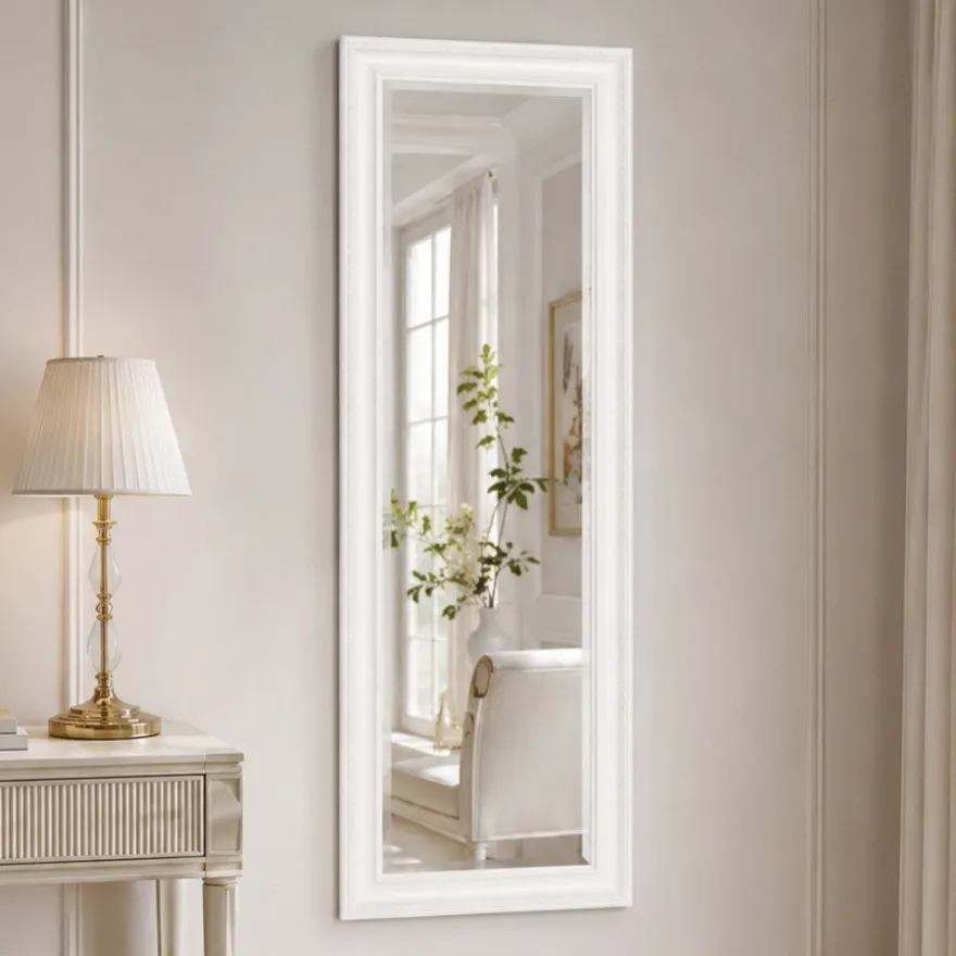 Wandspiegel COPIA 140x50cm Pur-Weiß Spiegel Barock Holzrahmen Facette