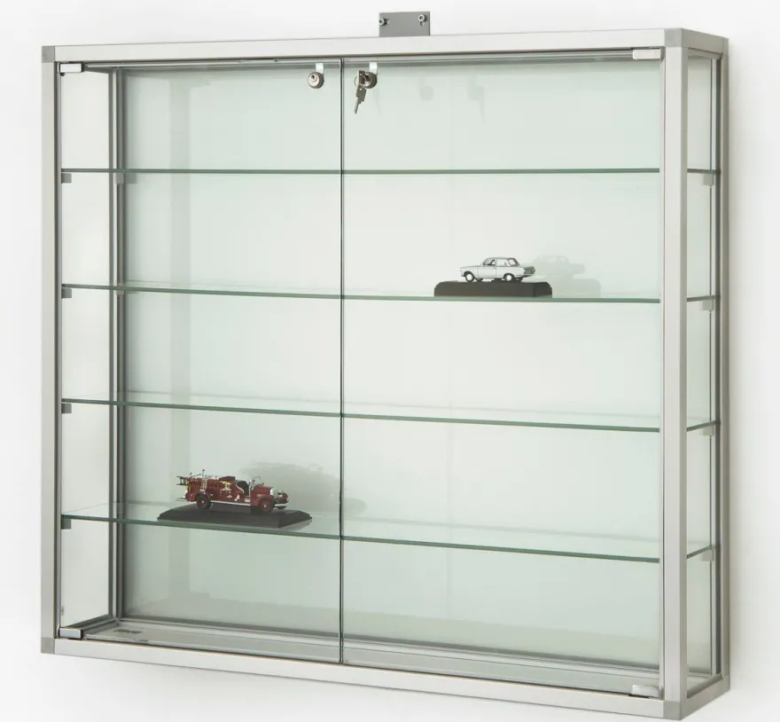 Wandvitrine hängend Sammler beleuchtet 100 cm Schloss Profil gerundet Spiegel
