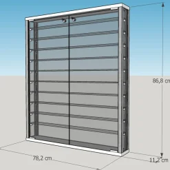 Wandvitrine IP Sammlervitrine Glas Wand hängend Alu abschließbar & Spiegel 80 cm