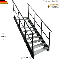 Wangentreppe Geländer 11 Stu. Wangen und Geländer Pulverlackiert H:209cm