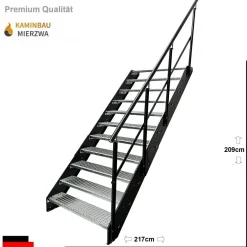 Wangentreppe Geländer 11 Stu. Wangen und Geländer Pulverlackiert H:209cm