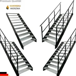 Wangentreppe Geländer 11 Stu. Wangen und Geländer Pulverlackiert H:209cm