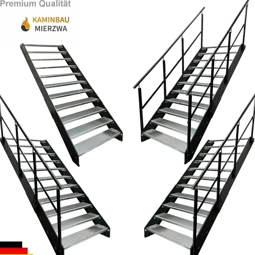 Wangentreppe Geländer 11 Stu. Wangen und Geländer Pulverlackiert H:209cm