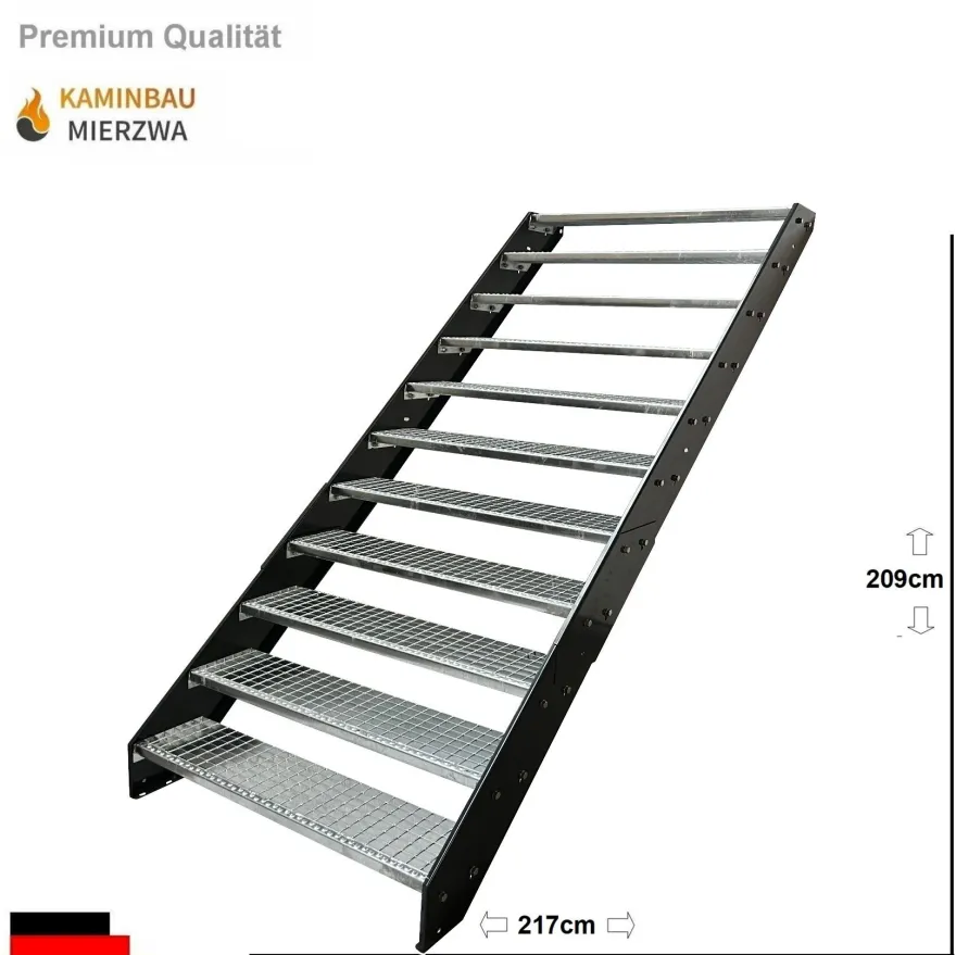 Wangentreppe Geländer 11 Stu. Wangen und Geländer Pulverlackiert H:209cm