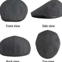 Wantonfy Herren Barett Cap Gatsby Stil Schirmmütze Newsboy Flat Cap Baskenmütze