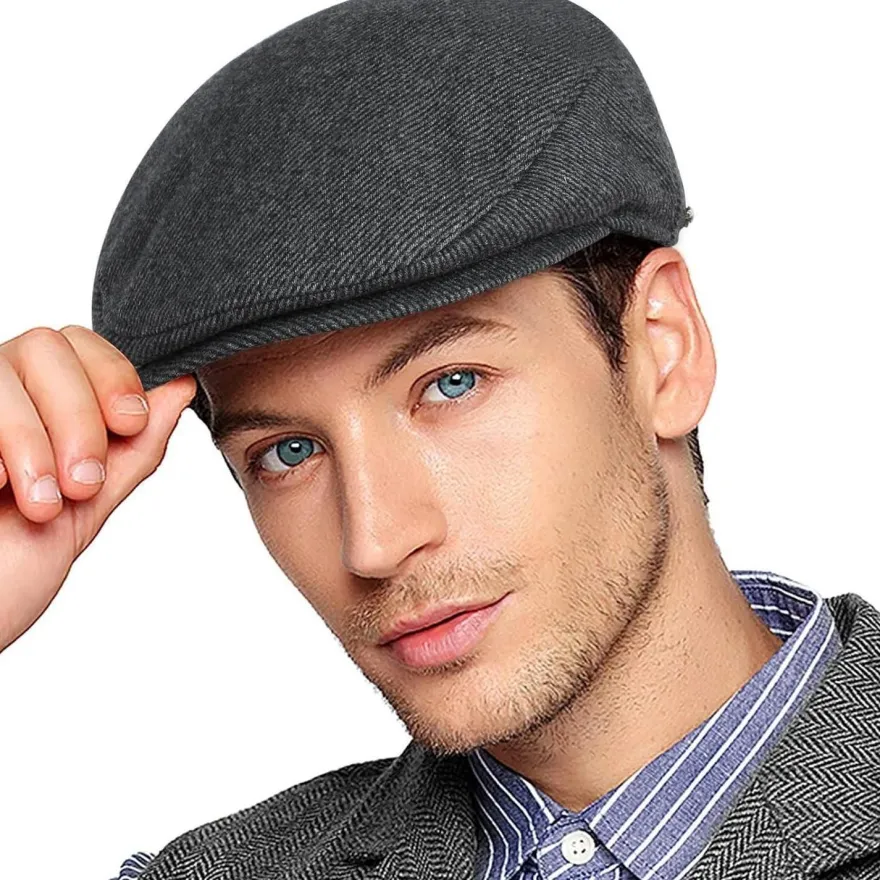 Wantonfy Herren Barett Cap Gatsby Stil Schirmmütze Newsboy Flat Cap Baskenmütze