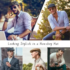 Wantonfy Herren Barett Cap Gatsby Stil Schirmmütze Newsboy Flat Cap Baskenmütze
