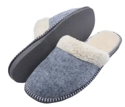 Warme Filzpantoffeln mit Lammwolle Wollfilz Hausschuhe Latschen Schafwolle Grau 05