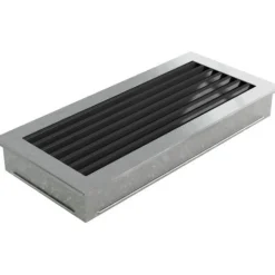Warmluftgitter Ofen 17x37 cm Edelstahl gebürstet Kaminofen Kamin Heizeinsatz